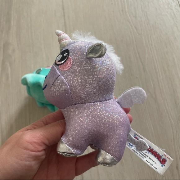 Squeezamals set of two Unicorn Dinosaur Green Triceratops and Pegasus - Picture 5 of 5